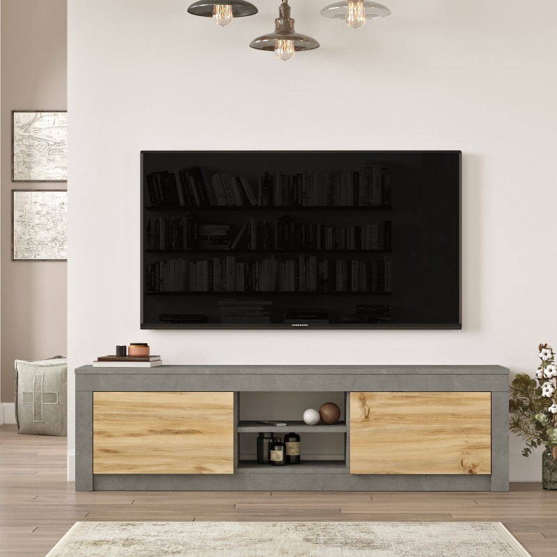 5758_0-800x800 Έπιπλο TV Lusso χρώματος oak ασημί 160x35 3x45cm ed5758 - Image 1