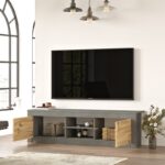 Έπιπλο TV Lusso χρώματος oak ασημί 160x35 3x45cm ed5758 - Image 5