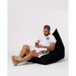 Πουφ Pyramid Big Bed μαύρο αδιάβροχο ύφασμα 145x35cm ed5804 - Image 3