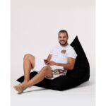 Πουφ Pyramid Big Bed μαύρο αδιάβροχο ύφασμα 145x35cm ed5804 - Image 2