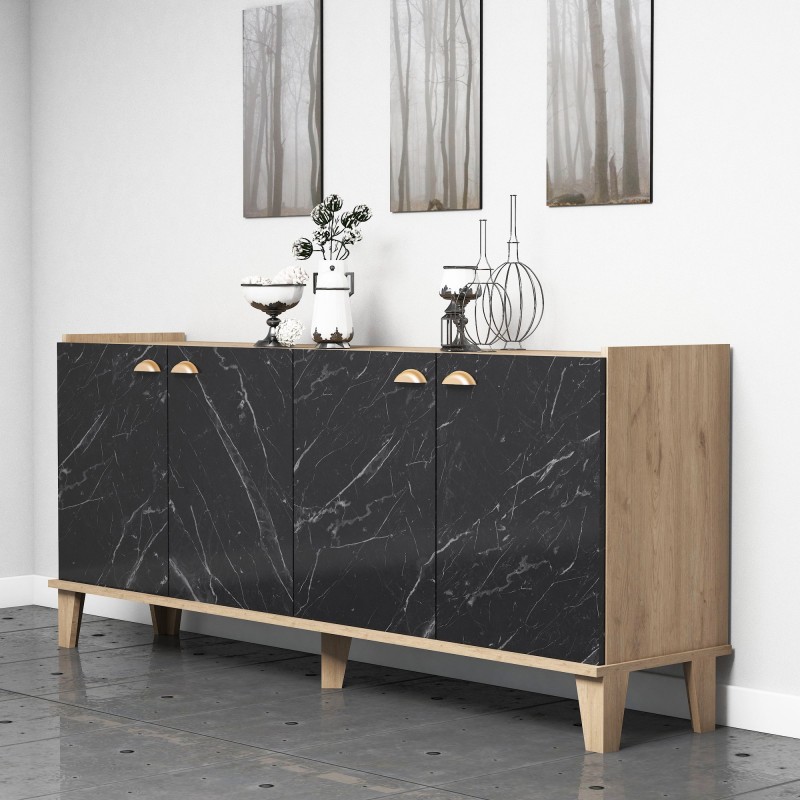 580_0-800x800 Μπουφέ Famiglia oak marble χρώμα μελαμίνη 180x41x77 8cm ed580 - Image 1