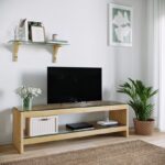 Έπιπλo tv Forli oak χρώμα ξύλο γυαλί 140x40x45cm ed5813