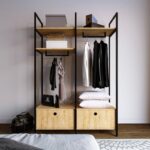 Ντουλάπα Perm δρυς μαύρο μελαμίνη 120x45x180εκ ed5820