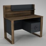 Γραφείο Maestria 120x60x114cm χρώματος καρυδί ανθρακί ed582 - Image 5