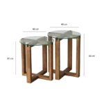 Set τραπέζια σαλονιού Amalfi μελαμίνη γυαλί 40x50cm ed5841 - Image 2