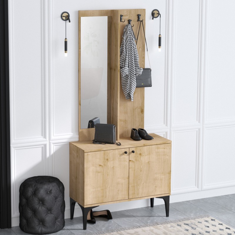 5863_0-800x800 Έπιπλο εισόδου Alice oak μελαμίνη 90x35x190cm ed5863 - Image 1