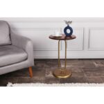 Βοηθητικό τραπέζι ξύλο καρυδί μέταλλο χρυσ΄ό 40x60cm ed5880