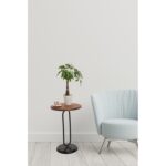 Βοηθητικό τραπέζι ξύλο καρυδί μέταλλο χρυσ΄ό 40x60cm ed5880 - Image 3