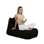 Πουφ Trendy μαύρο ύφασμα 65x105cm ed5886 - Image 5