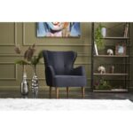 Πολυθρόνα ξύλινη Karina ανθρακί χρώμα 73x80x87cm ed5888