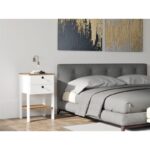 Κομοδίνο Giorno λευκή καρυδί μελαμίνη 44x44x75cm ed5898