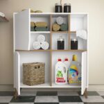 Ντουλάπι μπάνιου Pulse άσπρη καρυδί μελαμίνη 100x30x115cm ed593 - Image 5