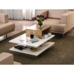 Τραπέζι σαλονιού Venus άσπρο καρυδί μελαμίνη 84 8x60x43 6εκ ed596