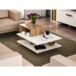 Τραπέζι σαλονιού Venus άσπρο καρυδί μελαμίνη 84 8x60x43 6εκ ed596 - Image 4