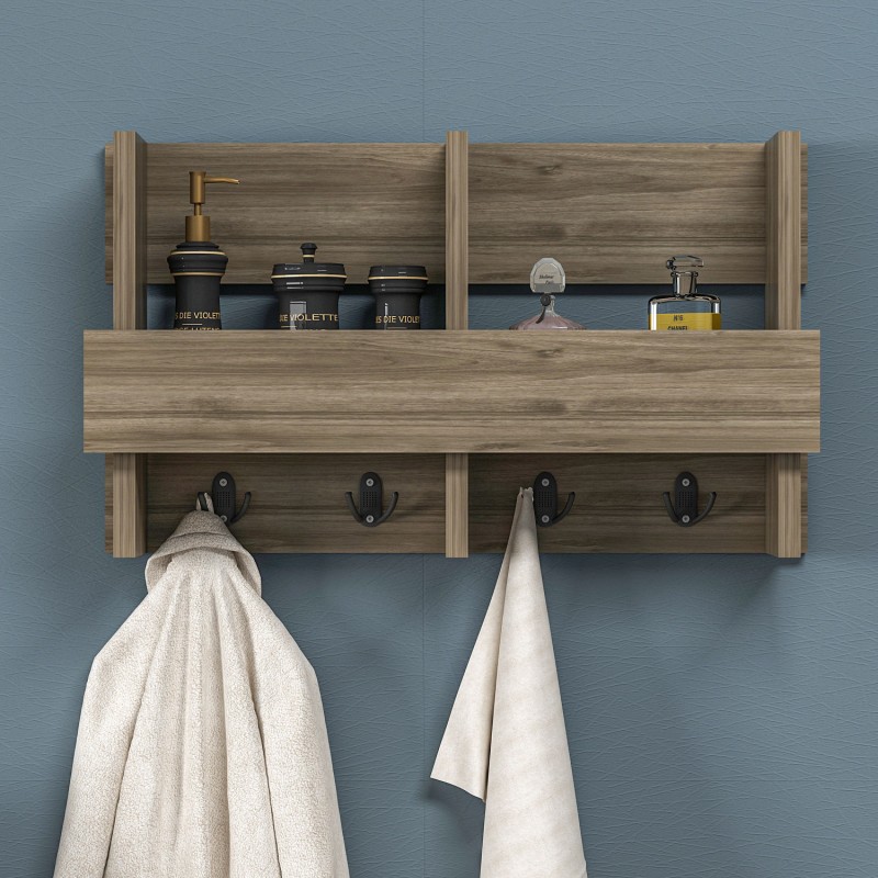 6014_0-800x800 Ραφιέρα μπάνιου Wink καρυδί μελαμίνη 60x15 6x35εκ ed6014 - Image 1