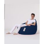 Πουφ Premium XXL σκούρο μπλε αδιάβροχο ύφασμα 115x39cm ed6016 - Image 2