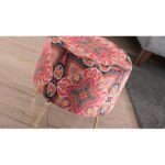 Σκαμπό Octo κόκκινο μεταλλικά πόδια χρυσά 40x40x40εκ ed6028 - Image 3