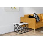 Τραπέζι σαλονιού Woda άσπρο μελαμίνη μεταλλικός σκελετός 53 5x53 5x41 8εκ ed6034