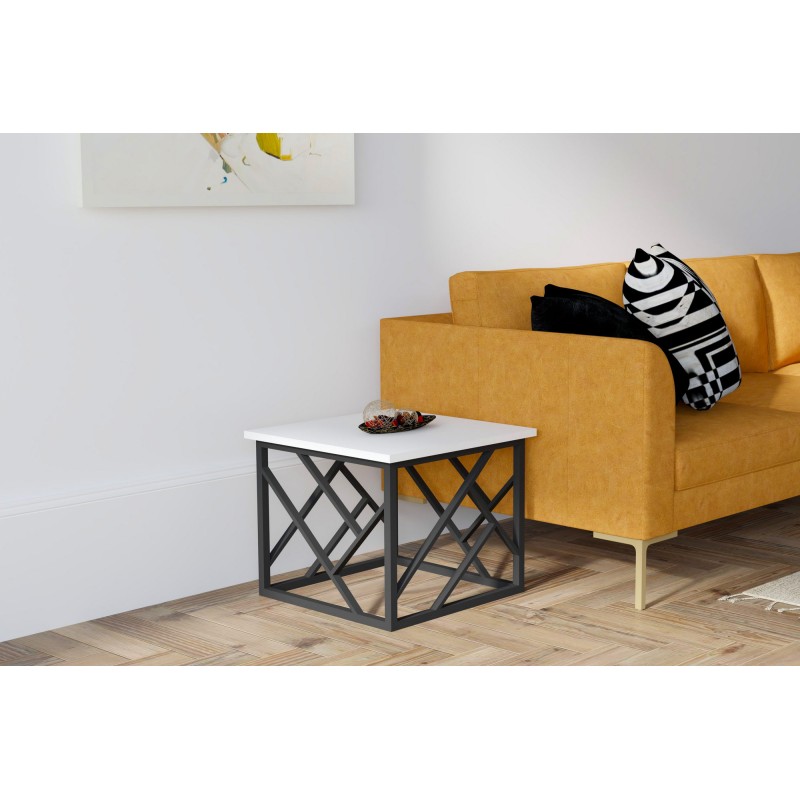 6034_0-800x800 Τραπέζι σαλονιού Woda άσπρο μελαμίνη μεταλλικός σκελετός 53 5x53 5x41 8εκ ed6034 - Image 1