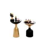 Σετ μεταλλικά τραπεζάκια Corti χρυσό μαύρο χρώμα 42x56cm ed6062 - Image 3