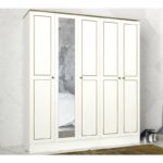 Ντουλάπα πεντάφυλλη Ravenna άσπρη χρυσή μελαμίνη 175x47 2x194cm ed606