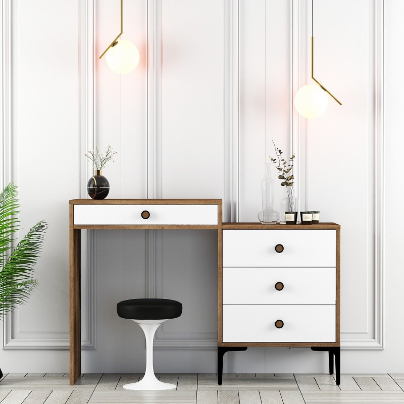 6151_0-800x800 Κονσόλα Lizbon καρυδί λευκό 124x40x84 7cm ed6151 - Image 1