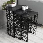 Τραπεζάκια σαλονιού set Stil μέταλλο μελαμίνη μαύρη Marble 46x33x62cm ed6197