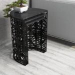 Τραπεζάκια σαλονιού set Stil μέταλλο μελαμίνη μαύρη Marble 46x33x62cm ed6197 - Image 5