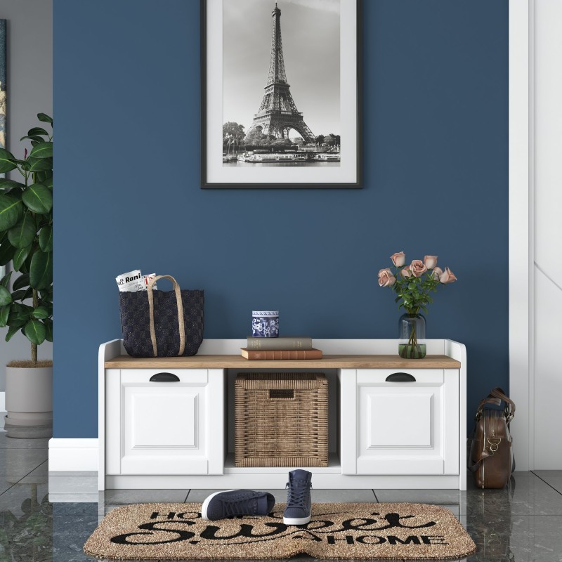 6198_0-800x800 Έπιπλο εισόδου Povoli άσπρο καρυδί μελαμίνη 120x40x45εκ ed6198 - Image 1