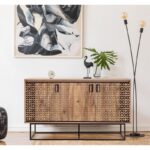 Μπουφές Quattro atlantic pine μαύρο καφέ χρώμα μελαμίνη 140x80x40cm ed6200