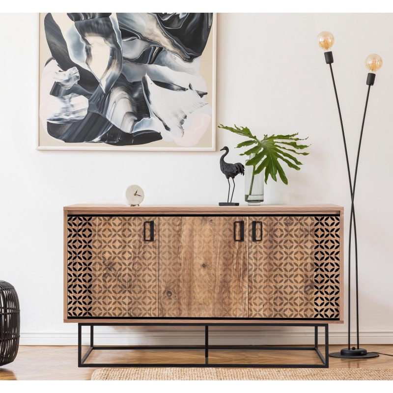 6200_0-800x800 Μπουφές Quattro atlantic pine μαύρο καφέ χρώμα μελαμίνη 140x80x40cm ed6200 - Image 1