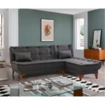 Γωνιακός καναπές Santo Ανθρακί 225x85x86cm ed6204