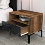 Κομοδίνο Lisbona καρυδί μαύρο χρώμα 56x40x50 8cm ed6230 - Image 4