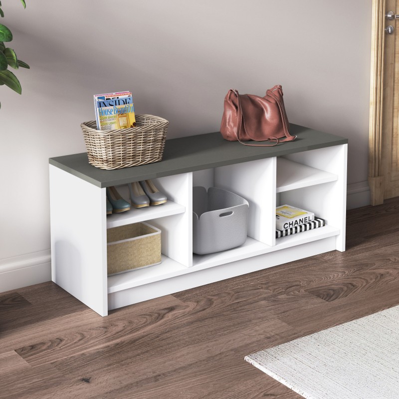 6245_0-800x800 Έπιπλο εισόδου London άσπρο ανθρακί μελαμίνη 100x35x40εκ ed6245 - Image 1