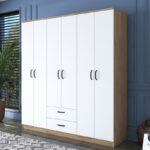 Ντουλάπα Balis άσπρη καρυδί μελαμίνη 180x47 3x190 8cm ed6252