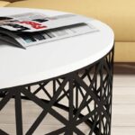 Τραπέζι σαλονιού Ferfor άσπρο μελαμίνη μεταλλικά πόδια 90x38x90εκ ed6262 - Image 4