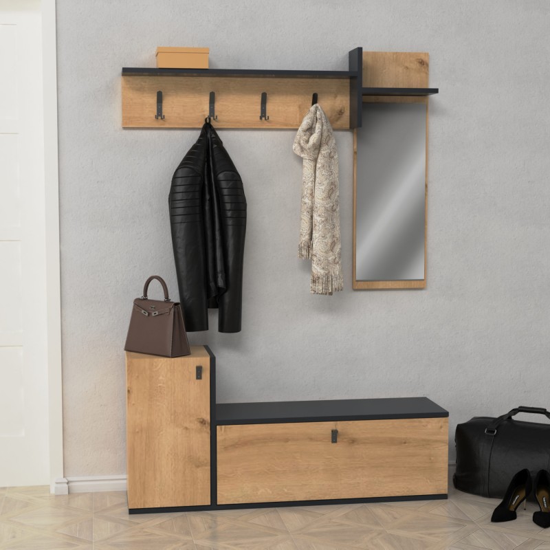 6286_0-800x800 Έπιπλο εισόδου Loro ανθρακί oak χρώμα μοριοσανίδα 120x35x56 8cm ed6286 - Image 1