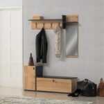 Έπιπλο εισόδου Loro ανθρακί oak χρώμα μοριοσανίδα 120x35x56 8cm ed6286 - Image 5