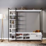 Έπιπλο TV Biblo λευκό χρώμα μελαμίνη μέταλλο 180x40x180cm ed6303