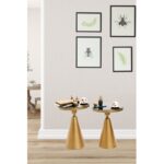 Σετ μεταλλικά τραπεζάκια Corti χρυσό χρώμα 42x55cm ed6304