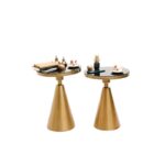 Σετ μεταλλικά τραπεζάκια Corti χρυσό χρώμα 42x55cm ed6304 - Image 3