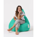 Πουφ Drop αδιάβροχο ύφασμα Turquoise 80x33cm ed6314 - Image 4