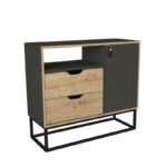 Μπουφέ Barbara Sapphire ανθρακί χρώμα 90x80x35cm ed6321 - Image 5