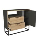 Μπουφέ Barbara Sapphire ανθρακί χρώμα 90x80x35cm ed6321 - Image 4