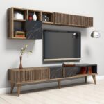 Σύνθεση tv Pavia καρυδί μαύρο χρώμα μελαμίνη 180x35x40cm ed636 - Image 5