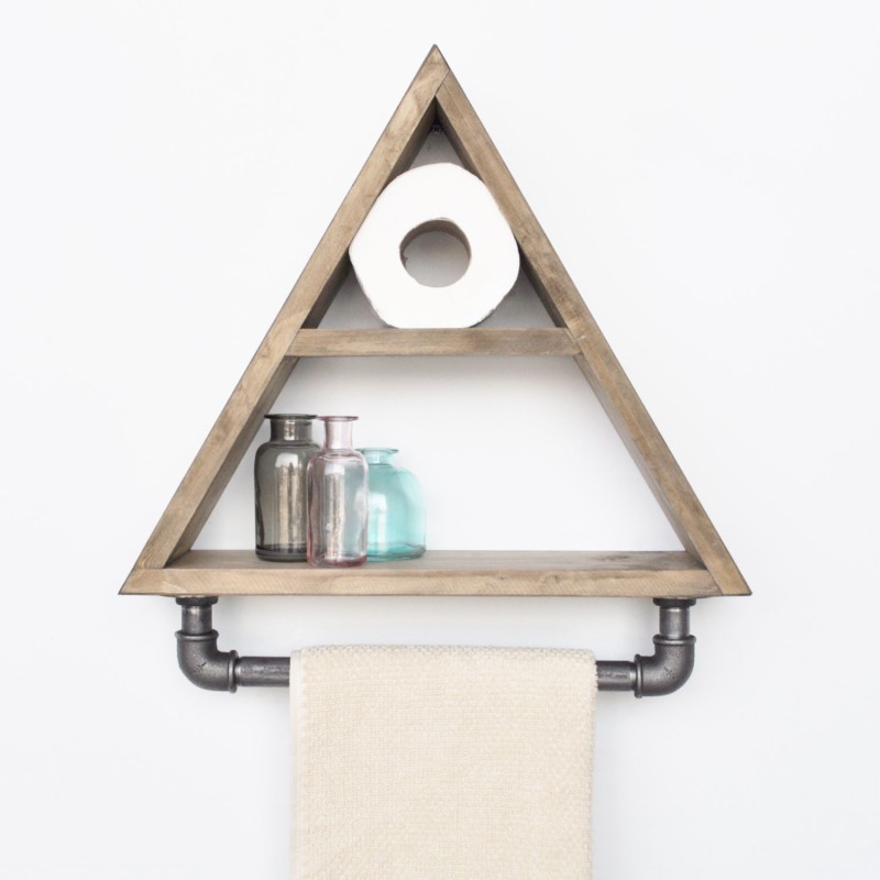 6373_0-800x800 Ράφι μπάνιου Tubo μέταλλο ξύλο 36x41x11cm ed6373 - Image 1