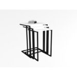 Τραπεζάκια σαλονιού set Roma χρώμα άσπρο μαύρο μελαμίνη μέταλλο 40x61 8cm ed6376 - Image 4