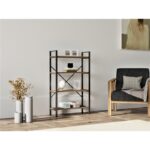 Βιβλιοθήκη Mina καρυδί μελαμίνη μεταλλικό πλαίσιο 60x24x100εκ ed6391