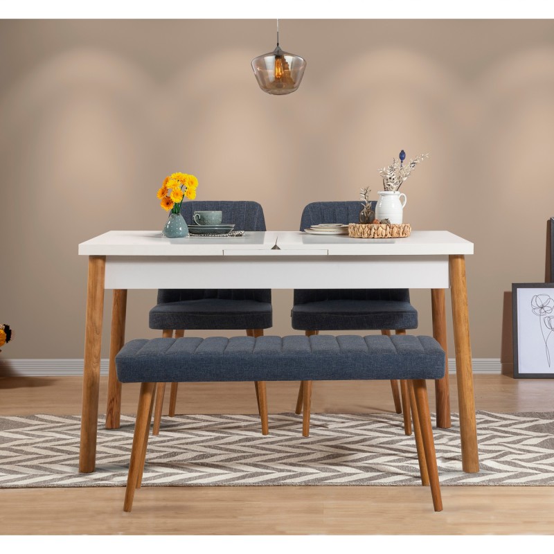 6408_0-800x800 Τραπεζαρία 4 τεμαχίων Santiago ξύλινα πόδια 120x75x75cm pine μπλε χρώμα ed6408 - Image 1