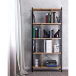 Βιβλιοθήκη Seul καφέ μαύρο μελαμίνη μεταλλικό πλαίσιο 78x26x150εκ ed6442